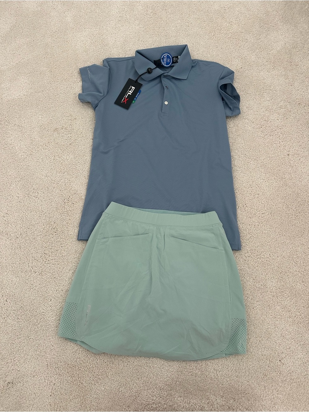 RLX Ralph Lauren Blue Polo and Mint Green Skort Set
